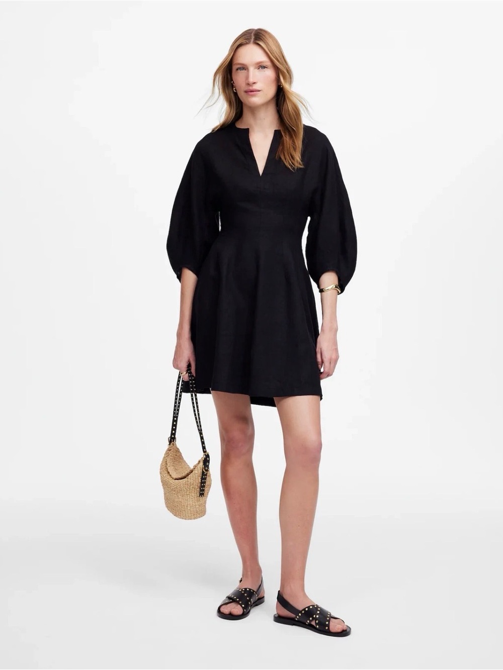 Madewell Black Puff-Sleeve Mini Dress - Size 4 - NWT